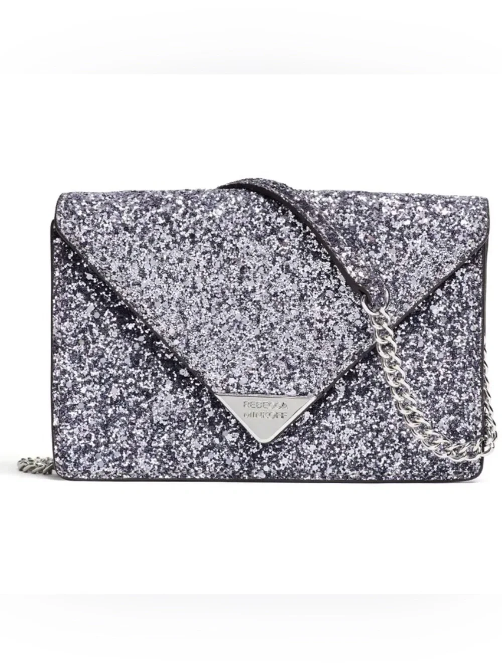 Rebecca Minkoff Leather Fairycore Glitter Leather Crossbody Prom Wedding Clutch